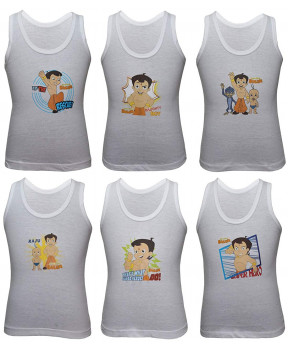 BODYCARE BOYS VEST WHITE CHOTTA BHEM (PACK OF 6)