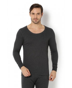 VAN HEUSEN CHARCOAL SOLID FULL SLEEVE THERMAL TOP MEN